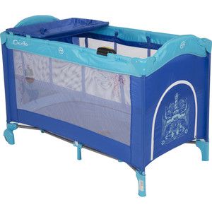 Манеж - кровать Capella SWEET TIME WHALE/DINOSAUR , синий