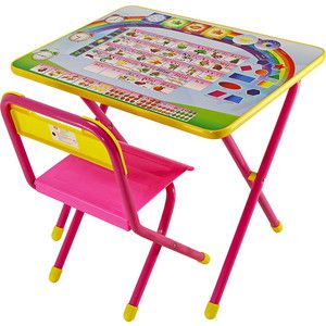 Набор мебели Дэми №1 (стол+стул) Алфавит, (роз)
