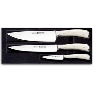 Набор кухонных ножей 3 предмета Wuesthof Ikon Cream White (9601-0 WUS)