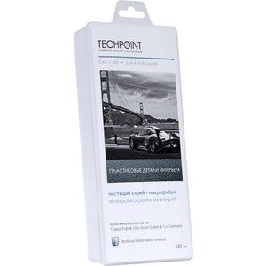 Чистящий набор Techpoint для ухода за пластиковыми поверхностями автомобиля, спрей 220 мл+микрофибра