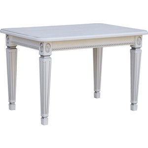 Стол обеденный Мебелик Меран 03 раздвижной белый/патина 150/200x80