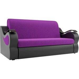 Прямой диван АртМебель Меркурий вельвет фиолетовый экокожа черный (100)