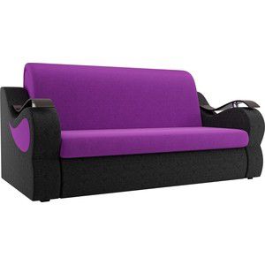 Прямой диван АртМебель Меркурий вельвет фиолетовый/черный (100)