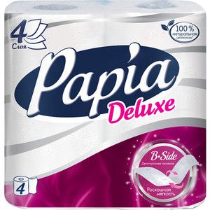 Туалетная бумага PAPIA DELUX 4 слоя 4 рулона