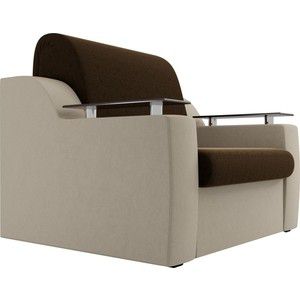 Кресло-кровать АртМебель Сенатор микровельвет коричневый/бежевый (80)