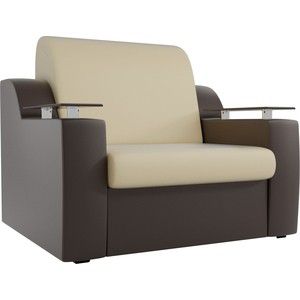 Кресло-кровать АртМебель Сенатор экокожа бежевый/коричневый (80)