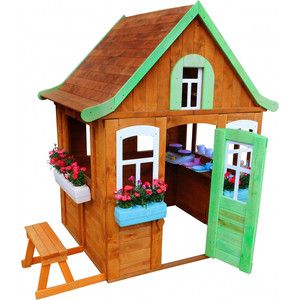 Детский домик Красная звезда Можга Цветочный с кухней и цветочницами Р920-2