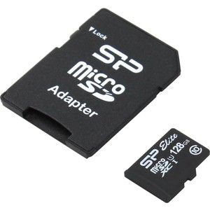 Карта памяти Silicon Power 128GB Elite microSDXC Class 10 UHS-I (SD адаптер) (SP128GBSTXBU1V10SP)