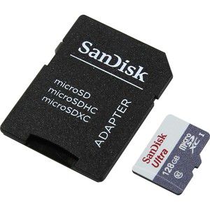 Карта памяти Sandisk Ultra Android microSDXC + SD Adapter 128GB 80MB/s Class 10 UHS-I (SDSQUNS-128G-GN6TA)
