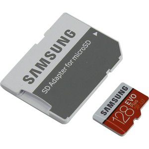 Карта памяти Samsung 128GB EVO PLUS microSDXC Class 10, UHS-I, U3 (SD адаптер) 90MB/s,100MB/s (MB-MC128GA/RU)