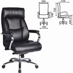 Кресло офисное Brabix Phaeton EX-502 натуральная кожа хром черное 530882