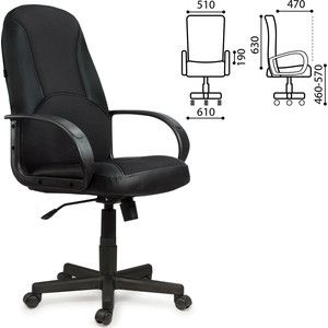 Кресло офисное Brabix City EX-512 кожзам черный ткань черная TW 531407
