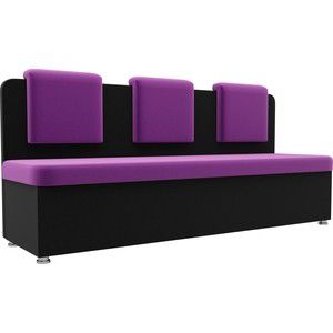 Кухонный прямой диван АртМебель Маккон 3-х местный микровельвет фиолетовый/черный