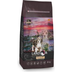 Сухой корм LANDOR Puppy All Breed Duck and Rice гипоаллергенный с уткой и рисом для щенков всех пород от 1 до 18 месяцев 15кг