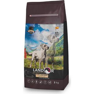 Сухой корм LANDOR Puppy Large Breed Lamb with Rice гипоаллергенный с ягнёнком и рисом для щенков крупных пород 3 кг