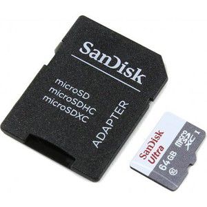Карта памяти Sandisk Ultra Android microSDXC + SD Adapter 64GB 80MB/s Class 10 - Tablet Packaging (SDSQUNS-064G-GN6TA)