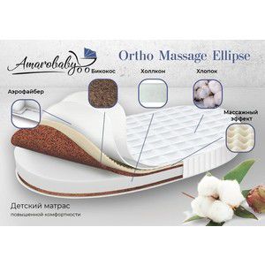 Матрас детский AmaroBaby с ортопедическим массажным эффектом, Ortho Massage Ellipse 1250 x 750 х 100