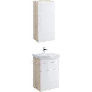 Мебель для ванной Cersanit Smart 50 корпус ясень, фасад белый, с ящиками