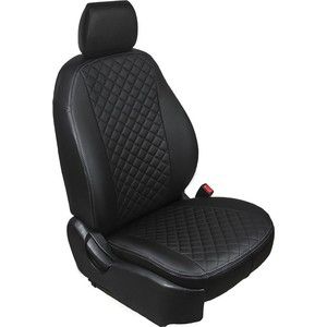 Авточехлы Rival "Ромб" для сидений Hyundai Solaris I седан (2010-2016) / Kia Rio III седан (2011-2017), эко-кожа, черные, SC.2801.2