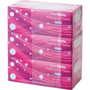 Салфетки бумажные Kami Shodji "ELLEMOI" "Pink" розовые с коэнзимом Q10 я слоя 180 шт в пачке, спайка из 3 пачек
