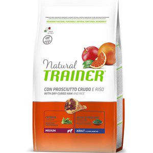 Сухой корм Trainer Natural Medium Adult with Dry-Cured Ham and Rice с сыровяленой ветчиной и рисом для взрослых собак средних пород 3кг