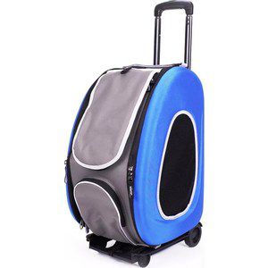 Сумка-тележка Ibiyaya складная синяя 3 в 1 (сумка, рюкзак, тележка) для собак до 8 кг (FC1008-B)