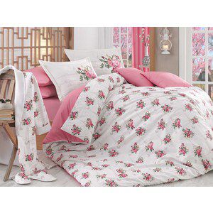 Комплект постельного белья с халатом и тапочками Hobby home collection Евро, поплин Paris Spring розовый