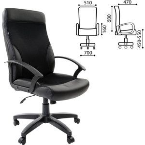 Кресло офисное Brabix Trust EX-535 экокожа черная ткань черная TW 531384