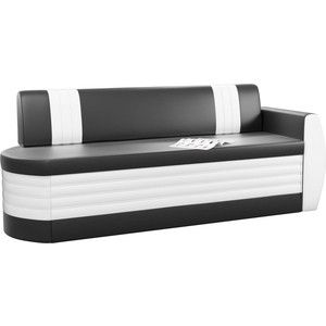 Кухонный диван АртМебель Токио ОД эко-кожа черно-белый правый