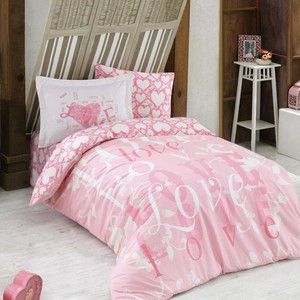 Комплект постельного белья Hobby home collection 1,5 сп, поплин, Love розовый (1501001755)