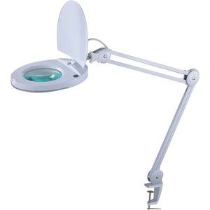 Настольная лампа REXANT Лампа-лупа на струбцине круглая 8D с крышкой белая