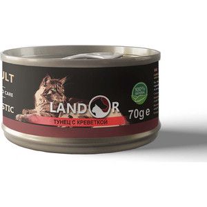 Консервы LANDOR тунец с креветкой для взрослых кошек 70г