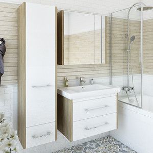 Мебель для ванной Sanflor Ларго 70 швейцарский вяз\белый, подвесная