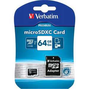 Карта памяти Verbatim 64GB microSDXC Class 10, (SD адаптер) (44084)