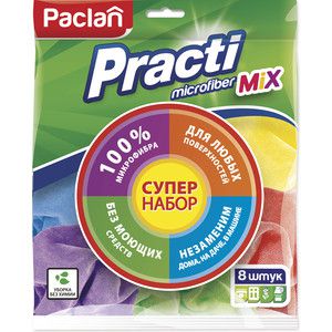 Салфетка Paclan Practi Mix микрофибра, 8 шт