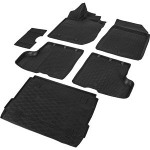 Комплект ковриков салона и багажника Rival для Lada Xray хэтчбек, хэтчбек Cross (c полкой в багажнике, без вещевого ящика в салоне) (2016-н.в.), полиуретан, K16007003-4