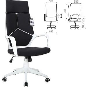 Кресло офисное Brabix Prime EX-515 пластик белый, ткань, черное 531812
