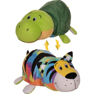 Мягкая игрушка 1Toy Вывернушка 40 см 2в1 Радужный тигр-Черепаха (Т12333)