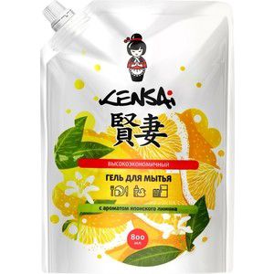 Гель для мытья посуды и детских принадлежностей KENSAI высокоэкономичный, с ароматом японского лимона, мягкая упаковка, 800 мл