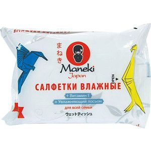 Влажные салфетки MANEKI Kaiteki для всей семьи с витамином Е и увлажняющим лосьоном 25 шт