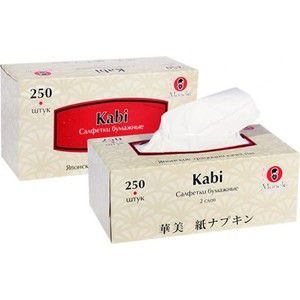 Салфетки бумажные MANEKI Kabi белые 2 слоя 250 шт
