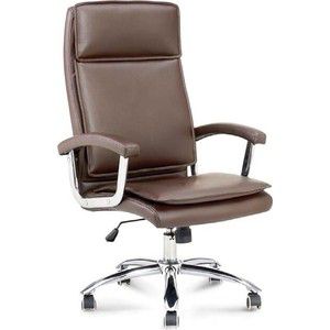 Кресло офисное NORDEN Вашингтон сталь + хром/коричневая экокожа