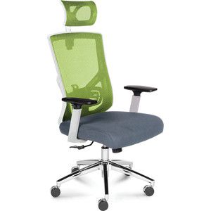 Кресло офисное NORDEN Гарда белый пластик/зеленая сетка/серая сидушка