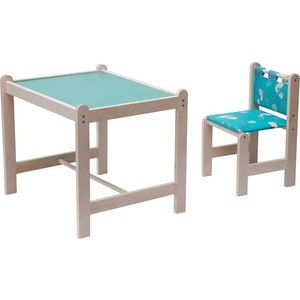 Набор детской мебели Гном Малыш-2 стол+стул Утки зеленые+зеленая столешница МИ 01.02-02