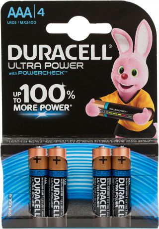 Duracell Батарейки щелочные Duracell Ultra Power ААА/LR03, 4 шт.