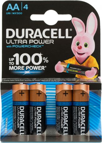 Duracell Батарейки щелочные Duracell Ultra Power АА/LR6, 4 шт.
