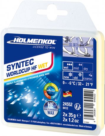 Holmenkol Мазь скольжения твердая для лыж и сноубордов HOLMENKOL Syntec WorldCup HF WET