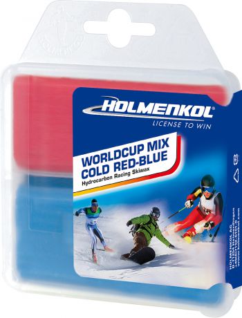 Holmenkol Мазь скольжения твердая для лыж и сноубордов HOLMENKOL Worldcup Mix COLD Red-Blue