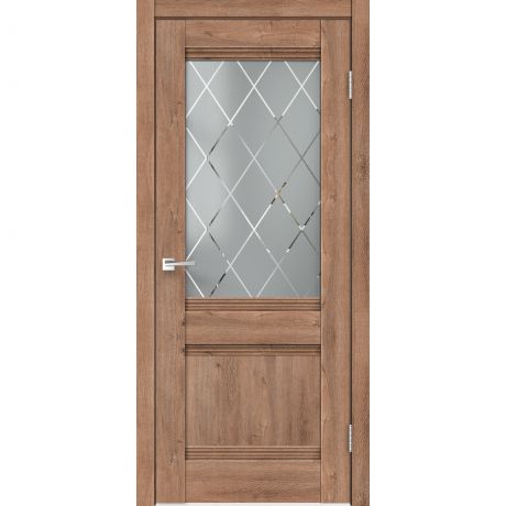 Дверь межкомнатная остеклённая «Тоскана», 90x200 см, цвет дуб бельмонт, с фурнитурой