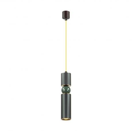Светильник подвесной Sakra 4075/5L, 1 лампа, 2.5 м², цвет чёрный/золото/зелёный